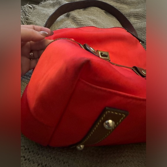 Dooney & Bourke Nylon Red Wayfarer Bag Tan Leather - Picture 4 of 13